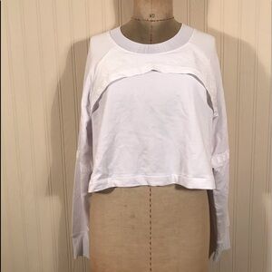 Lime & Vine White Pullover Cropped Sweatshirt L
